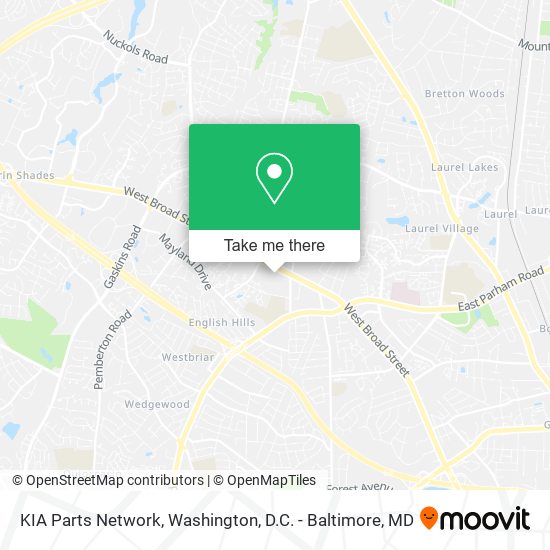 Mapa de KIA Parts Network