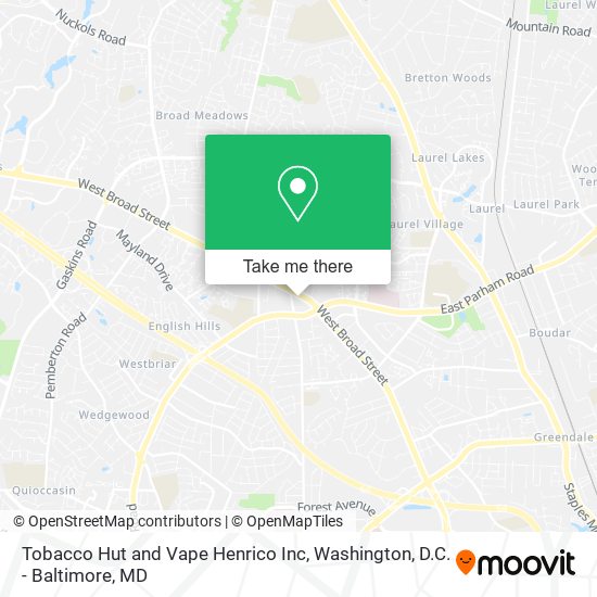 Tobacco Hut and Vape Henrico Inc map