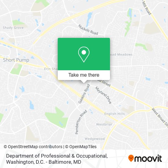 Department of Professional & Occupational map