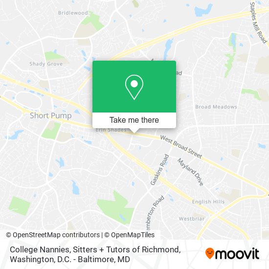 College Nannies, Sitters + Tutors of Richmond map