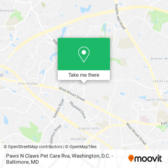 Mapa de Paws N Claws Pet Care Rva