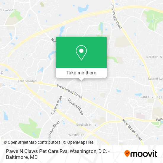 Paws N Claws Pet Care Rva map