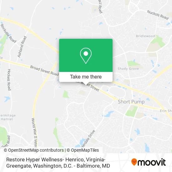 Restore Hyper Wellness- Henrico, Virginia- Greengate map