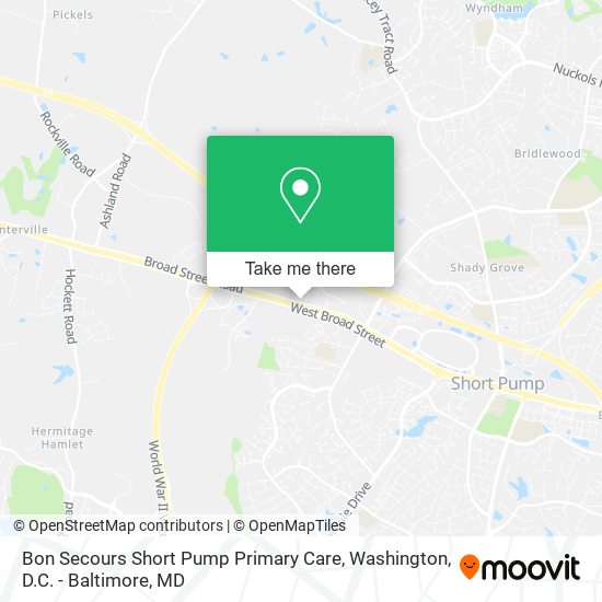 Bon Secours Short Pump Primary Care map