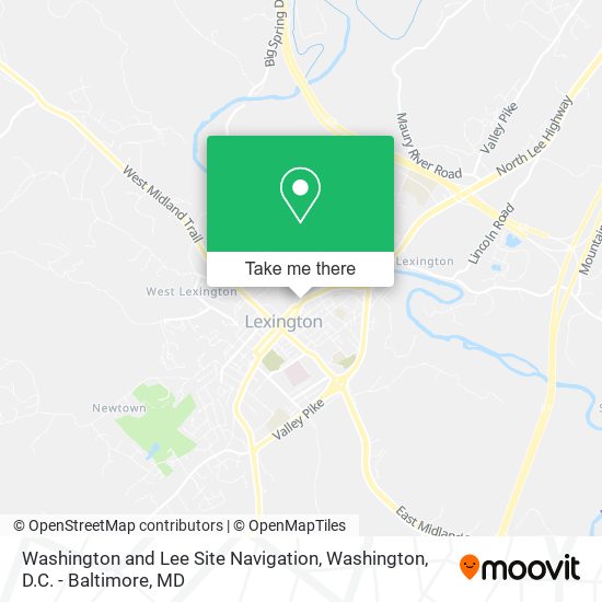 Washington and Lee Site Navigation map