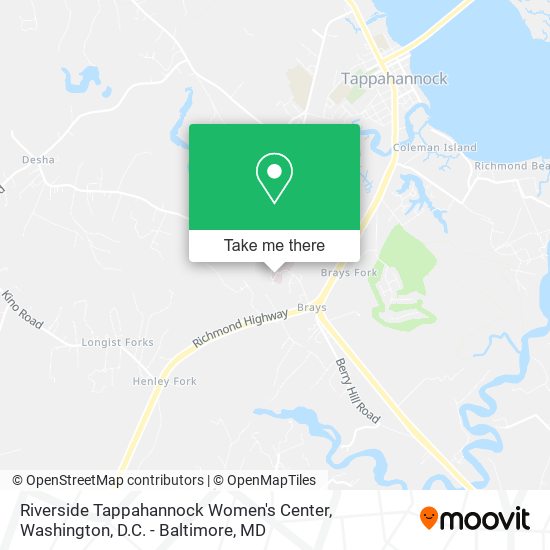 Riverside Tappahannock Women's Center map
