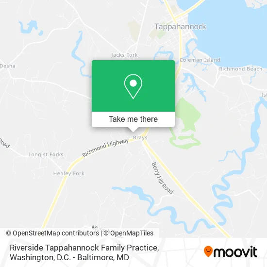 Riverside Tappahannock Family Practice map