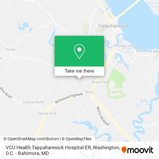 Mapa de VCU Health Tappahannock Hospital-ER