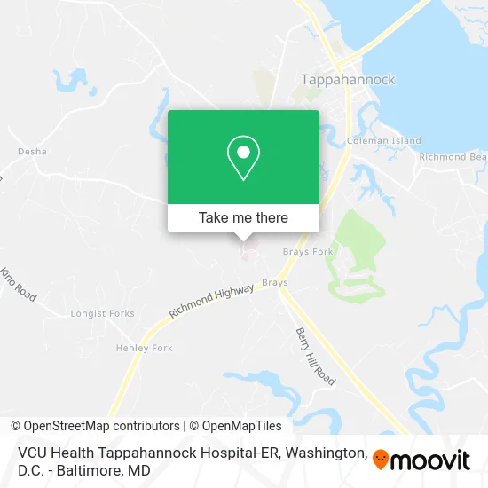 VCU Health Tappahannock Hospital-ER map