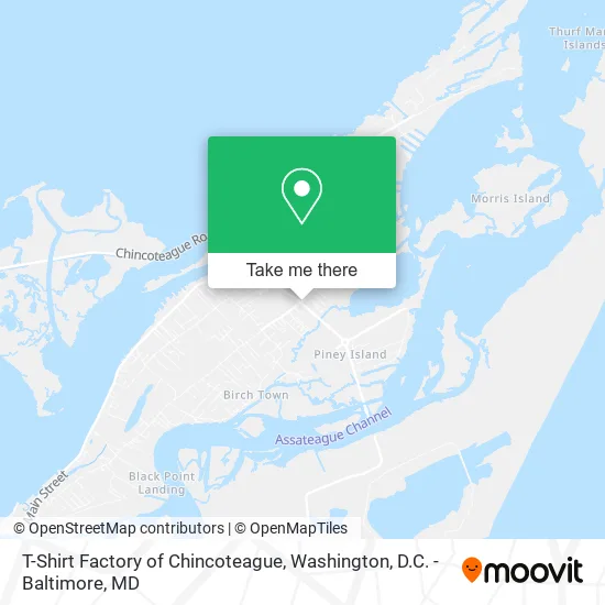 T-Shirt Factory of Chincoteague map