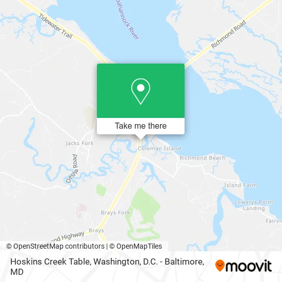 Hoskins Creek Table map