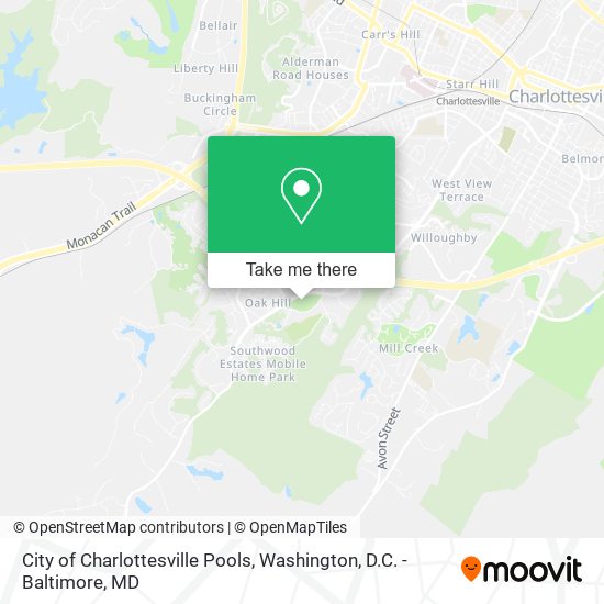 City of Charlottesville Pools map