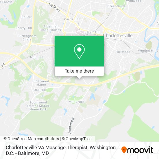 Charlottesville VA Massage Therapist map