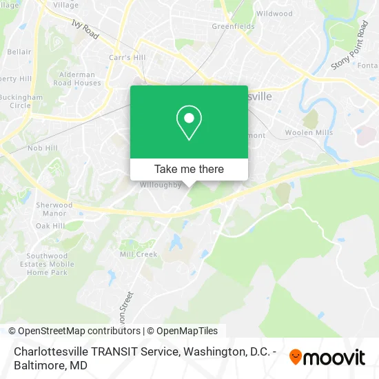 Mapa de Charlottesville TRANSIT Service