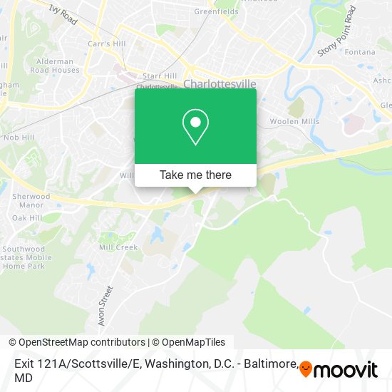Exit 121A/Scottsville/E map