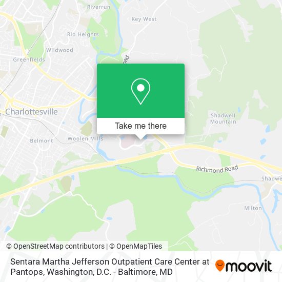 Sentara Martha Jefferson Outpatient Care Center at Pantops map