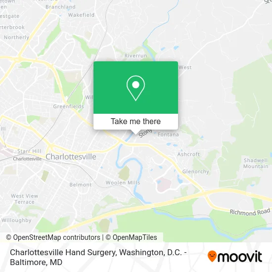 Charlottesville Hand Surgery map