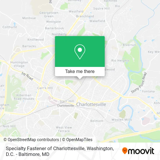 Specialty Fastener of Charlottesville map