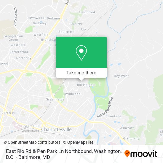 East Rio Rd & Pen Park Ln Northbound map