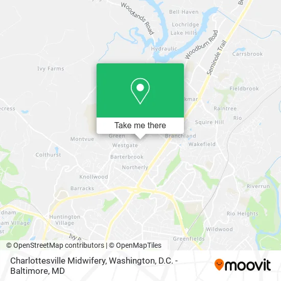 Charlottesville Midwifery map