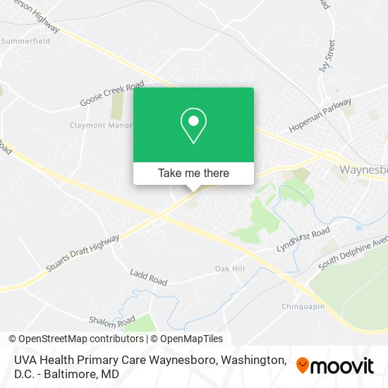 UVA Health Primary Care Waynesboro map
