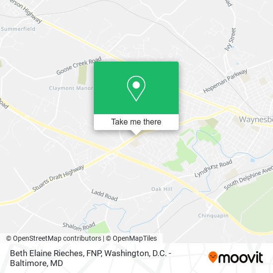 Beth Elaine Rieches, FNP map