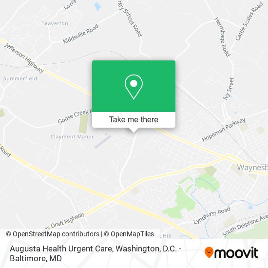 Augusta Health Urgent Care map