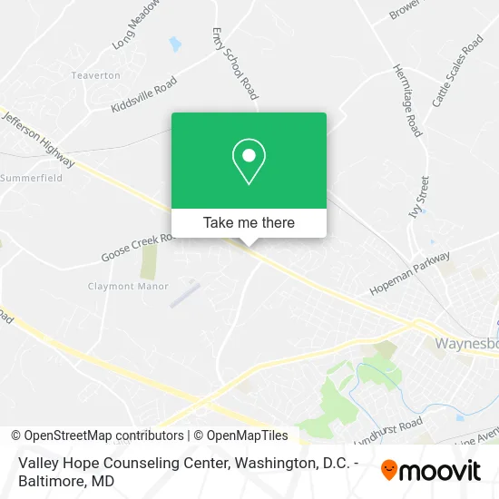 Valley Hope Counseling Center map