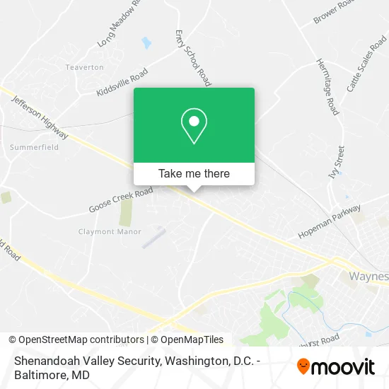 Shenandoah Valley Security map