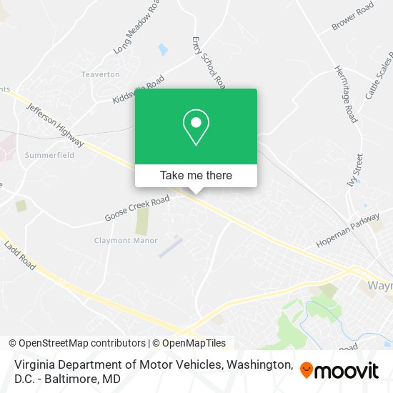 Virginia Department of Motor Vehicles map