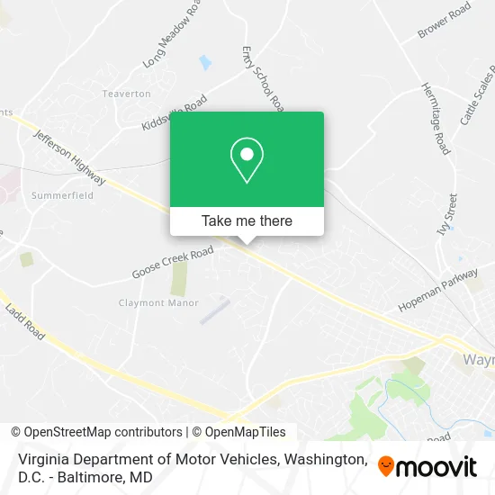 Virginia Department of Motor Vehicles map