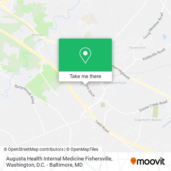Augusta Health Internal Medicine Fishersville map