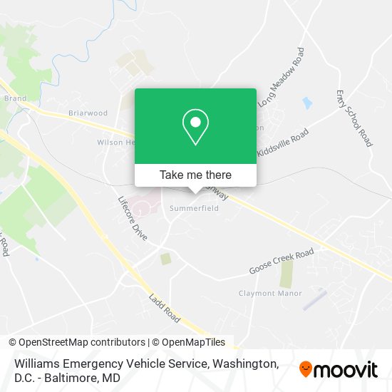 Williams Emergency Vehicle Service map