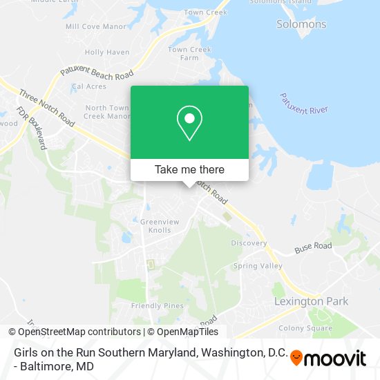 Girls on the Run Southern Maryland map