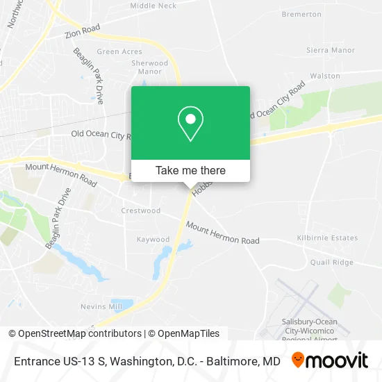 Entrance US-13 S map