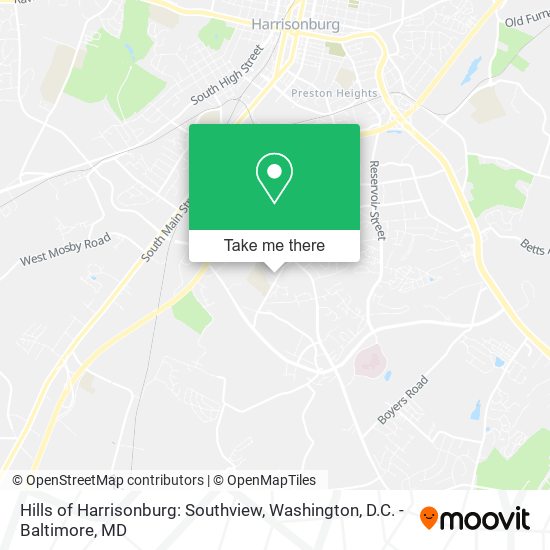 Hills of Harrisonburg: Southview map