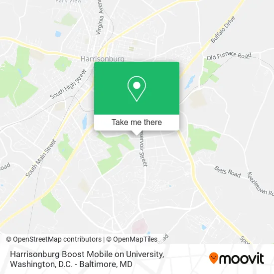 Harrisonburg Boost Mobile on University map