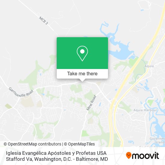 Mapa de Iglesia Evangélica Apóstoles y Profetas USA Stafford Va