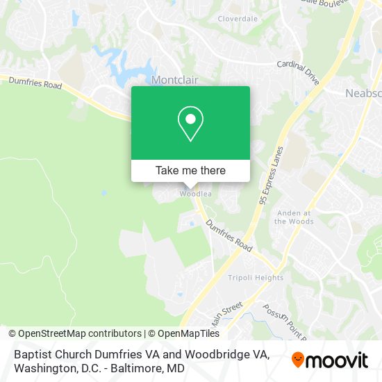 Baptist Church Dumfries VA and Woodbridge VA map