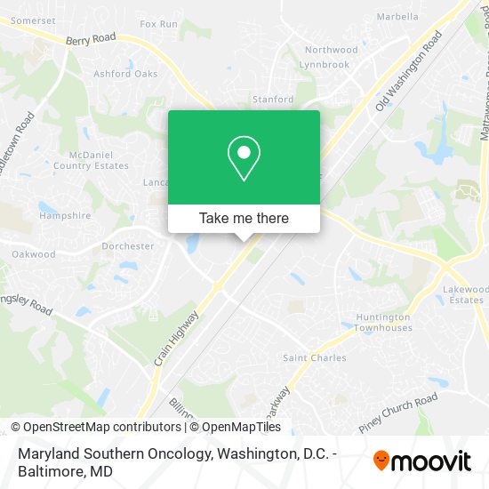 Maryland Southern Oncology map