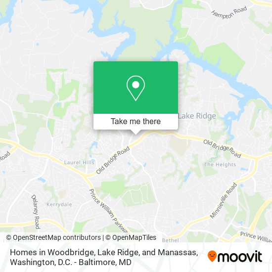 Homes in Woodbridge, Lake Ridge, and Manassas map