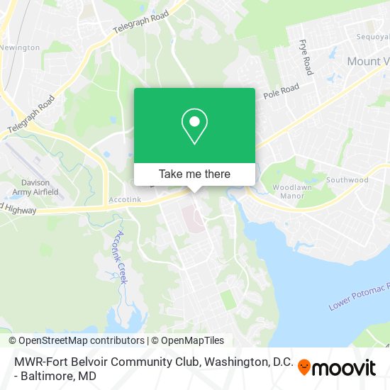 MWR-Fort Belvoir Community Club map