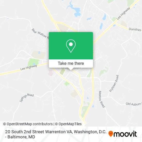 Mapa de 20 South 2nd Street Warrenton VA