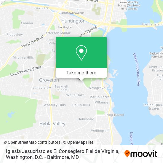 Iglesia Jesucristo es El Consegiero Fiel de Virginia map