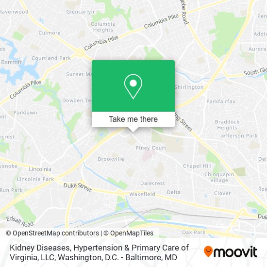 Mapa de Kidney Diseases, Hypertension & Primary Care of Virginia, LLC