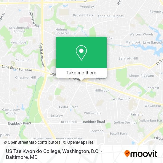 US Tae Kwon do College map