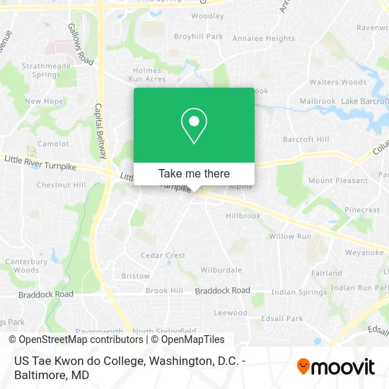 US Tae Kwon do College map