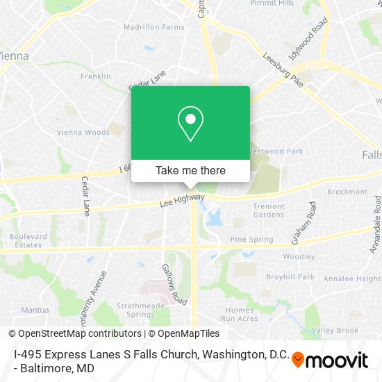 Mapa de I-495 Express Lanes S Falls Church