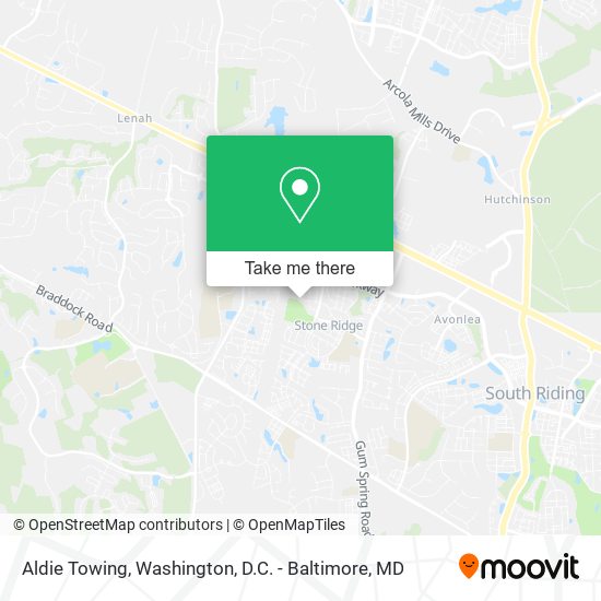 Aldie Towing map