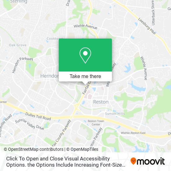 Click To Open and Close Visual Accessibility Options. the Options Include Increasing Font-Size and map